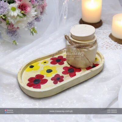 Handmade candle - Handmade gift - Clay tray - Handpainted clay tray - Hanpainted Concret Tray - House Decor