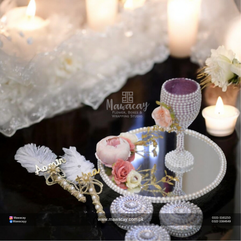 Dudh Pilai Glass for Nikah - Nikah Mirror with Milk Glass Dudh Pilai Glass for Nikah - Nikah Mirror with Milk Glass